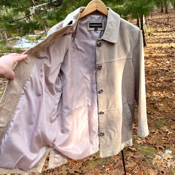 90s Monterey Bay Genuine Leather Suede Jacket Tan Size 14 - Picture 11 of 16